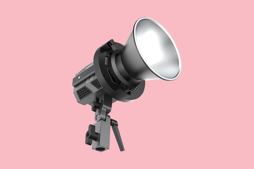 An image of a light on a pink background.