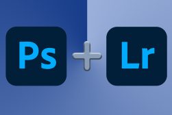 The logos of Lightroom and Photoshop with a plus sign in between