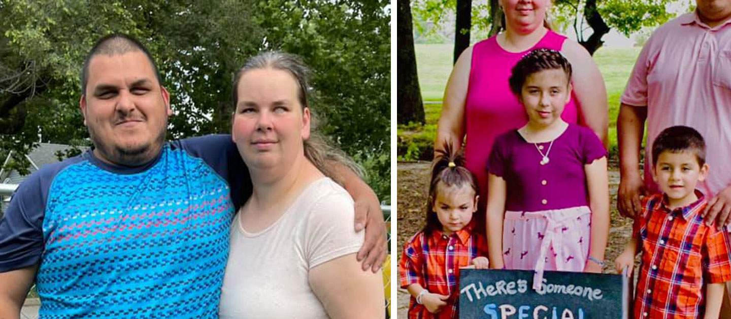 Jose Leal with his wife stand side by side and pictured on the right are their three children.