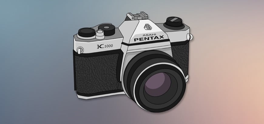 An image of a camera on a blurry background.